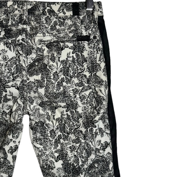 7 For All Mankind  Floral Print Side Stripes Black White Printed Jeans Denim 29 - Picture 11 of 16